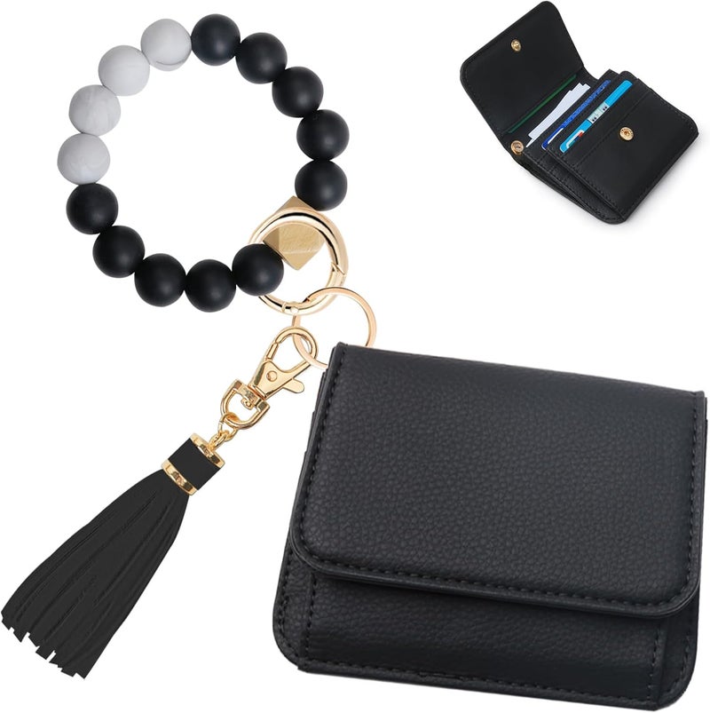 Sunpour Store Keychain Wallet RFID Wristlet Wallets for Women,Small Wallets Woman Key Chain Wallet with Coin Pocket and Id Window - Image 1